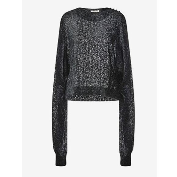 The Attico Woven Long Sleeve Blouse Black size 8 - Picture 1 of 10